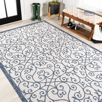 Madrid Vintage Filigree Textured Weave Indoor/outdoor Area Rug